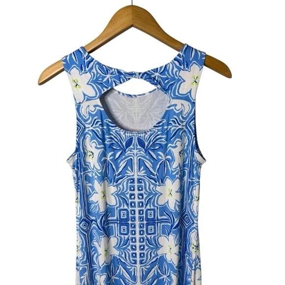 Lilly Pulitzer Noelle Maxi Dress Lunar Blue My Flutter Half Engineered Small - Picture 5 of 7